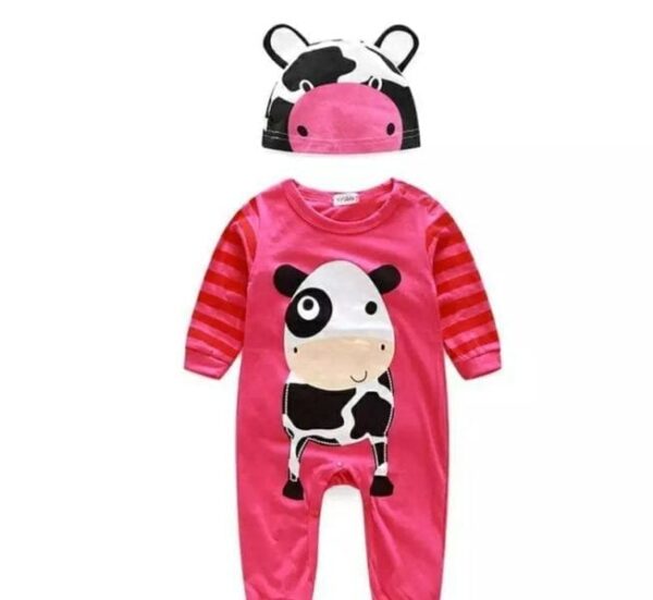 Cow Fuchsia Baby Romper
